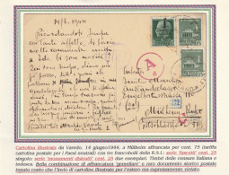 CARTOLINA POSTALE C.25 SS+2X25 MON DIST  1944 RSI (YK135 - Marcophilia