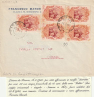 LETTERA LUOGOTENENZA 1945 5X10 GALILEI FUORI CORSO TIMBRO FIRENZE - FIRMATA BIONDI (YK128 - Marcophilia