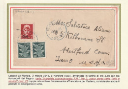 LETTERA 1945 LUOGOTENENZA L.2 PM+2X25 PA TIMBRO FLORIDIA (YK113 - Storia Postale