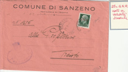 LETTERA 1944 RSI C.25 GNR (SCADUTO= TIMBRO SANZENO TRENTO (YK110 - Marcofilie