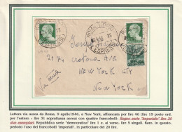 LETTERA 1946 LUOGOTENENZA 2X20 REGNO+1 DEM TIMBRO ROMA APPIO +5 AL VERSO (YK108 - Marcophilie