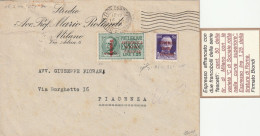 LETTERA 1944 RSI L.1,25SS+50 SS TIMBRO MILANO FIRMATA BIONDI (YK106 - Marcophilie