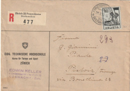 RACCOMANDATA 1953 SVIZZERA 80 TIMBRO ZURICH PISTOIA (YK51 - Brieven En Documenten