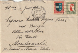 LETTERA 1927 SVIZZERA 10+20 TIMBRO ZURICH ARRIVO MONTEVARCHI AREZZO Con Contenuto (YK46 - Covers & Documents