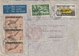 POSTA AEREA SVIZZERA 1938 DIRETTA BRASILE 3X2+20+10 (YK36 - Autres Documents