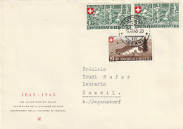 LETTERA SVIZZERA 1945 2X5+5+10+10 TIMBRO HUTTIN BERN (YK5 - Covers & Documents