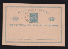 Portugal MACAU China 1894 Luis I 10R Postcard Stationery Used - Cartas & Documentos