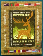 Bangladesch 2024 FIP Exhibition 2023 Moose Deer MS MNH Animal Flag India Australia Oman China Singapore Malaysia - Expositions Philatéliques