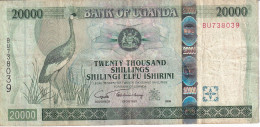 BILLETE DE UGANDA DE 20000 SHILLINGS DEL AÑO 2005 (BANKNOTE) GRULLA CORONADA - Uganda
