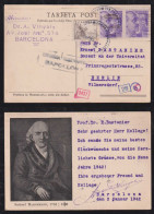 Spain 1942 Double Censor Picture Postcard BARCELONA X BERLIN Germany Samuel Hahnemann - Brieven En Documenten