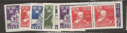 1944 MH Sweden Mi 306-10 + Pairs - Unused Stamps