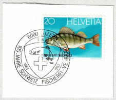 Schweiz / Helvetia 1983, Sonderstempel Fischerei-Verband Luzern, Flussbarsch, Perca Fluviatilis, Fisch / Poisson / Fish - Fische