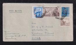 Spain 1949 Airmail Cover BARCELONA X RICHEN Switzerland Tuberculose Stamp - Storia Postale