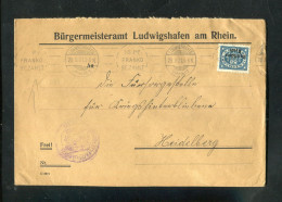 "DEUTSCHES REICH" 1921, Dienstmarke Mi. 41 EF Auf Brief Ex Buergermeisteramt Ludwigshafen Nach Heidelberg (L0130) - Dienstmarken