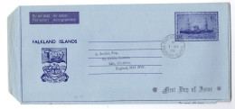 Falkland Islands 1978 9p Mail Ship Aerogramme First Day Cancel At PORT STANLEY - Falklandeilanden