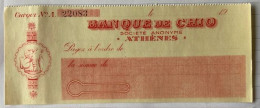 BANQUE DE CHIO,ATHENES ,CHEQUE - Chèques & Chèques De Voyage