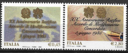 2005  Italien  Mi. 3042-3**MNH  20. Jahrestag Der Ratifizierung Des Änderungsabkommens Zum Konkordat Zwischen Italien - 2001-10: Nieuw/plakker