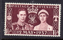 GREAT BRITAIN GB - 1937 CORONATION STAMP FINE MOUNTED MINT MM * SG 461 REF A - Nuevos