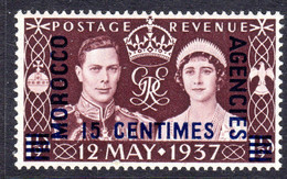 GREAT BRITAIN MOROCCO AGENCIES FRENCH CURRENCY - 1937 CORONATION 15c ON 1½d STAMP FINE MNH ** SG 229 - Oficinas En  Marruecos / Tanger : (...-1958