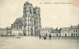 80 - Corbie - Eglise Et Place Thiers - Animée - Voyagée En 1914 - CPA - Voir Scans Recto-Verso - Corbie