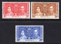 DOMINICA - 1937 CORONATION SET (3V) FINE MNH ** SG 96-98 - Dominique (...-1978)