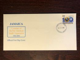 JAMAICA FDC COVER 2002  YEAR WHO PAHO  HEALTH MEDICINE STAMPS - Jamaique (1962-...)