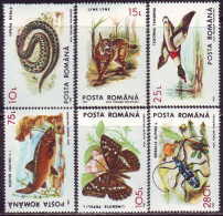 ROMANIA - PROTECT ANIMALS - BUTTERFLIES  DUCK  FISH  LYNX. - **MNH - 1993 - Serpenti