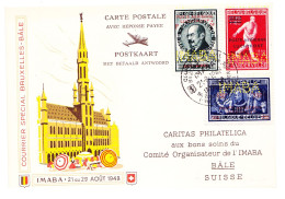 3x Courrier Spécial Bruxelles-Bâle, IMABA 1948, Carte Postale Avec Carte Réponse - Brieven En Documenten