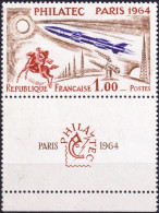 FRANCE - 1964 - 1fr PHILATEC PARIS En Paire Avec La Vignette - Yv.1422 TB Neuf** (c.30€) - Nuevos