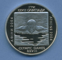 Ukraine 10 Hryven 2002, Silber, Olympia'04 Athen Schwimmen KM 176 PP (m4236) - Ucraina