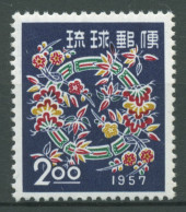 Ryukyu-Inseln 1956 Neujahr Bambus Kiefer Pflaumenblüte 49 Postfrisch - Riukiu-eilanden