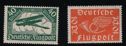 1919 Flying Posthorn  Michel DR 111 - 112 Stamp Number DE C1 - C2 Yvert Et Tellier DR PA1 - PA2 Used - Poste Aérienne & Zeppelin