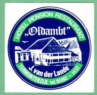 Sticker - HOTEL - PENSION - RESTAURANT - Oldambt - J. Van Der Lande - TERMUNTERZIJL - Pegatinas