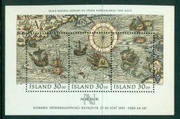 ICELAND 1989 Mi BL 10** Stamp Exhibition NORDIA '91 – Old Map [B638] - Expositions Philatéliques