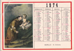 Calendarietto - Murillo - S.antonio - Anno 1974 - Petit Format : 1971-80