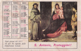 Calendarietto - Opera Francescana Della Carità Convento S.croce - Bologna - Anno 1977 - Tamaño Pequeño : 1971-80