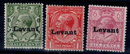 BRITISH LEVANT 1916 FELD POSTAMP IN SALONIKI KING GEORGE V MI No 1-2+6 MLH VF!! - British Levant