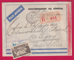 ST LOUIS SENEGAL RECOMMANDE PAR AVION 1940 GOUVENEMENT DU SENEGAL POUR ORBIGNY INDRE ET LOIRE LETTRE - Cartas & Documentos