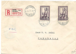 Finland   1946 3rd Sports Day Of The Workers, Sports Couple With Wreath, Mi 325 X 2  FDC On Registered Letter - Brieven En Documenten