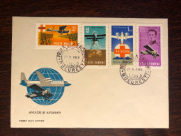 ROMANIA FDC COVER 1968 YEAR RED CROSS SANITARY AVIATION HEALTH MEDICINE STAMPS - FDC