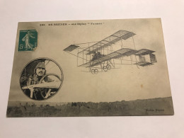 CP DEBUT 1900 AVIATEUR DE BAEDER SUR BIPLAN FARMAN - Aviateurs