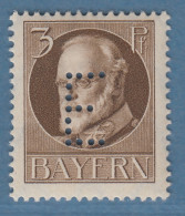Bayern Ludwig Dienstmarke 3Pfg  Mi.-Nr.12 Postfrisch **, Gepr. Bauer BPP  - Ungebraucht