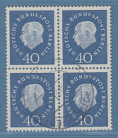 Berlin Heuss-Medaillon 40Pfg Mi.-Nr. 185 Viererblock O Geprüft SCHLEGEL BPP.  - Used Stamps