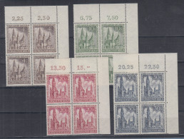 Berlin 1953 Kaiser-Wilhelm Gedächtniskirche Mi-Nr 106-09 Eckrand-Viererblocks ** - Unused Stamps