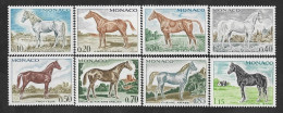 SE)1970 MONACO, COMPLETE SERIES FAUNA OF MONACO, BREED HORSES, 8 STAMPS MNH - Usados