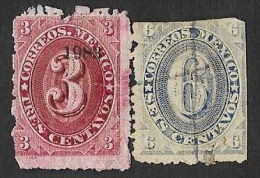SE)1882-83 MEXICO, FROM THE SERIES NUMERALS 3C SCT147 & 6C SCT148, BOTH USED - Messico