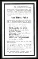 Sterbebild Maria Felke, Gestorben 1963 In Oberlahnstein  - Dokumente