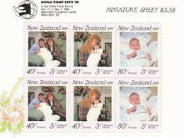 New Zealand SG MS 1519a 1989 Royal Family Health, Miniature Sheet,Overprinted World Expo'89, Mint Never Hinged - Unused Stamps