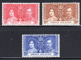 VIRGIN ISLANDS - 1937 CORONATION SET (3V) FINE MNH ** SG 107-109 - British Virgin Islands
