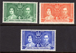 KENYA UGANDA TANGANYIKA KUT - 1937 CORONATION SET (3V) FINE MNH ** SG 128-130 - Kenya, Ouganda & Tanganyika